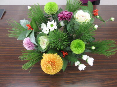 お正月のおもてなしフラワーアレンジ